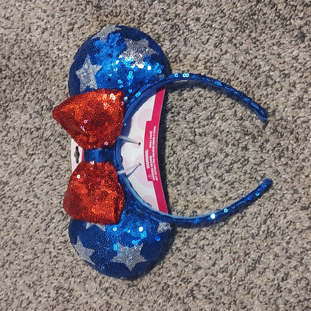 NWT Sequin Patriotic Minnie Mouse Ears